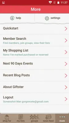 Giftster android App screenshot 1